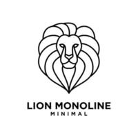 diseño de logotipo de vector de cabeza de león de línea mono mínima