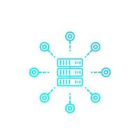 mainframe or server for hosting service vector linear icon on white