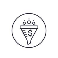 sales funnel and digital marketing linear icon on white vector