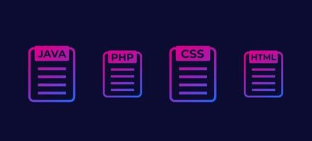 iconos vectoriales de código html css de java php vector