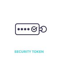 icono de línea de vector de token de seguridad