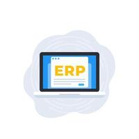 icono de software del sistema erp con laptop vector