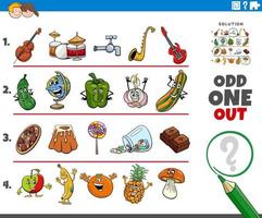 odd one out picture task with cartoon characters vector