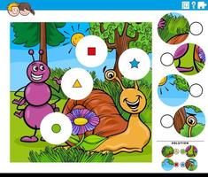 match pieces task with cartoon ant and snail characters vector