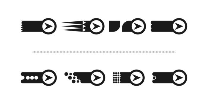 este es un conjunto de nuevas flechas planas con estilo en un círculo con un acabado inusual vector