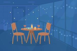Romantic dinner at home flat color vector illustration
