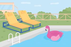 Home swimming pool flat color vector illustration