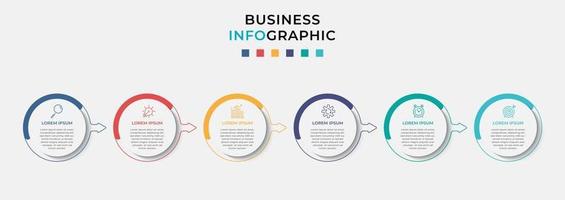 Vector Infographic design business template with icons and 6 six options or steps Can be used for process diagram presentations