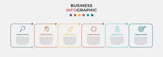 Vector Infographic design business template with icons and 6 six options or steps Can be used for process diagram presentations
