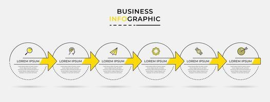 Plantilla de negocio de diseño infográfico vectorial con iconos y 6 opciones o pasos que se pueden utilizar para presentaciones de diagramas de proceso. vector