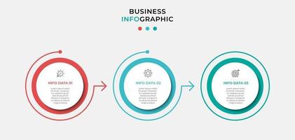 Plantilla de negocio de diseño infográfico vectorial con iconos y 3 tres opciones o pasos que se pueden utilizar para presentaciones de diagramas de proceso vector