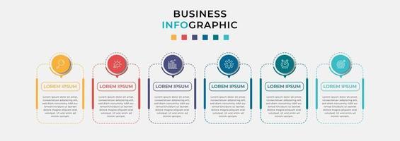 Vector Infographic design business template with icons and 6 six options or steps Can be used for process diagram presentations