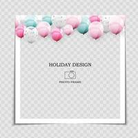 Party Holiday Photo Frame Template with balloons for post in Social Network vector