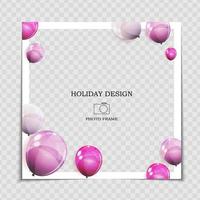 Party Holiday Photo Frame Template with balloons for post in Social Network vector