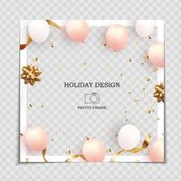 Party Holiday Photo Frame Template with balloons for post in Social Network vector