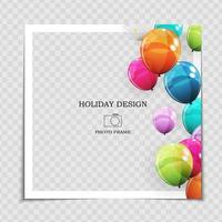 Party Holiday Photo Frame Template with balloons for post in Social Network vector