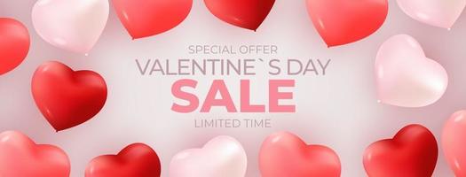 Valentine s Day sale banner Background Design Template for advertising or web or social media and fashion ads vector