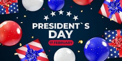 Holiday Background with Balloons for USA President s Day poster vector