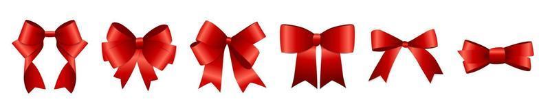 Realistic Red Ribbon and Bow Set vector