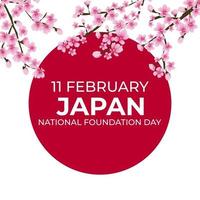 Japan Nation Foundation Day Background with Sakara Flowers 11 February vector