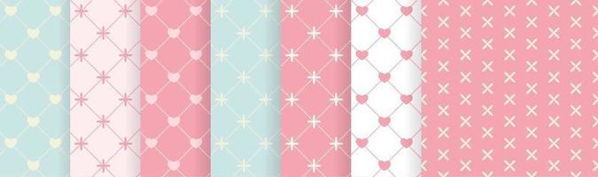 Heart Love Valentines Day Seamless Pattern Background Collection Set vector