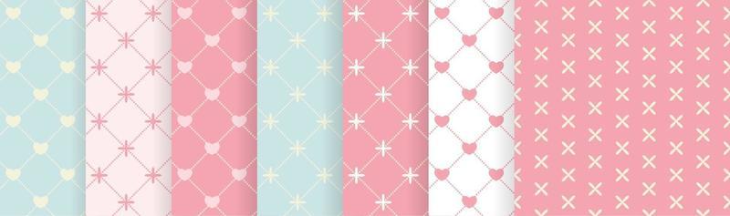 Heart Love Valentines Day Seamless Pattern Background Collection Set