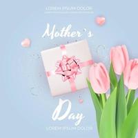 Happy Mother s Day Card with Realistic Tulip Flowers vector