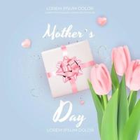 Happy Mother s Day Card with Realistic Tulip Flowers vector