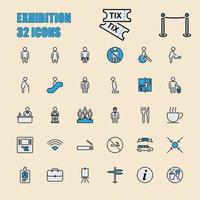 Exhibition and Community vector thin line 64x64 Pixel 32 icon set