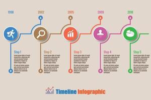 Business road map timeline infographic with 5 steps circle designed for background elements diagram planning process web pages workflow digital technology data presentation chart Vector illustration