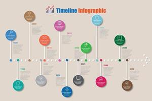 Modern timeline infographic with 13 steps circle designed for template brochure diagram planning presentation process webpages workflow Vector illustration