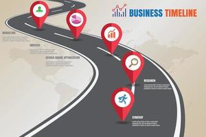 Iconos de infografía de línea de tiempo de hoja de ruta de negocios diseñados para elemento de plantilla de fondo abstracto proceso de diagrama moderno páginas web tecnología marketing digital presentación de datos gráfico ilustración vectorial vector