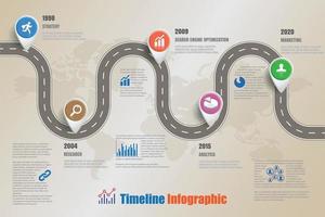 Iconos de infografía de línea de tiempo de hoja de ruta de negocios diseñados para elemento de plantilla de fondo abstracto proceso de diagrama moderno páginas web tecnología marketing digital presentación de datos gráfico ilustración vectorial vector