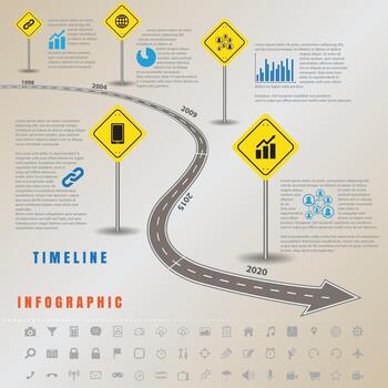 Business map timeline infographic road signs designed for abstract background template milestone element modern diagram process technology digital marketing data presentation chart Vector illustration