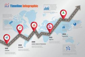 Iconos de infografía de línea de tiempo de hoja de ruta de negocios diseñados para elemento de plantilla de fondo abstracto proceso de diagrama moderno páginas web tecnología marketing digital presentación de datos gráfico ilustración vectorial vector