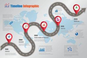 Iconos de infografía de línea de tiempo de hoja de ruta de negocios diseñados para elemento de plantilla de fondo abstracto proceso de diagrama moderno páginas web tecnología marketing digital presentación de datos gráfico ilustración vectorial vector