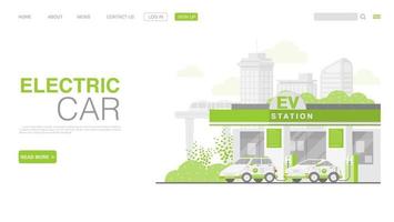 EV Car Or Electric Car At Charging Station vector