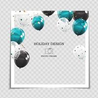 Party Holiday Photo Frame Template with flags for post in Social Network vector