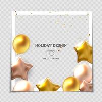 Party Holiday Photo Frame Template with flags for post in Social Network vector