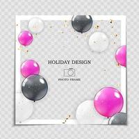 Party Holiday Photo Frame Template with flags for post in Social Network vector