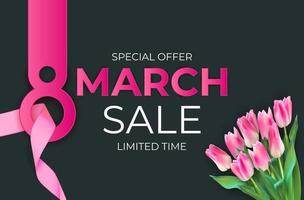 8 March sale banner Background Design Template for advertising or web or social media and fashion ads vector