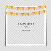 Party Holiday Photo Frame Template with flags for post in Social Network vector