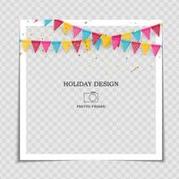 Party Holiday Photo Frame Template with flags for post in Social Network vector