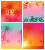 Abstract Summer Background with Palm Leaves Collection Set vector