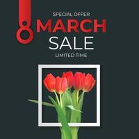 8 March sale banner Background Design Template for advertising or web or social media and fashion ads vector