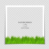 Plantilla de marco de fotos de fondo natural con hierba verde para publicar en una red social vector