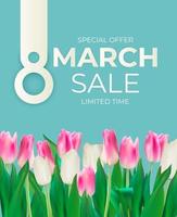 8 March sale banner Background Design Template for advertising or web or social media and fashion ads vector