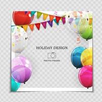 Party Holiday Photo Frame Template with flags for post in Social Network vector