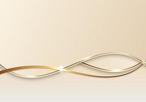 Abstract luxury 3d background golden line on wave shape paper cut style vector