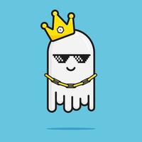 White Rich Cute Ghost Vector